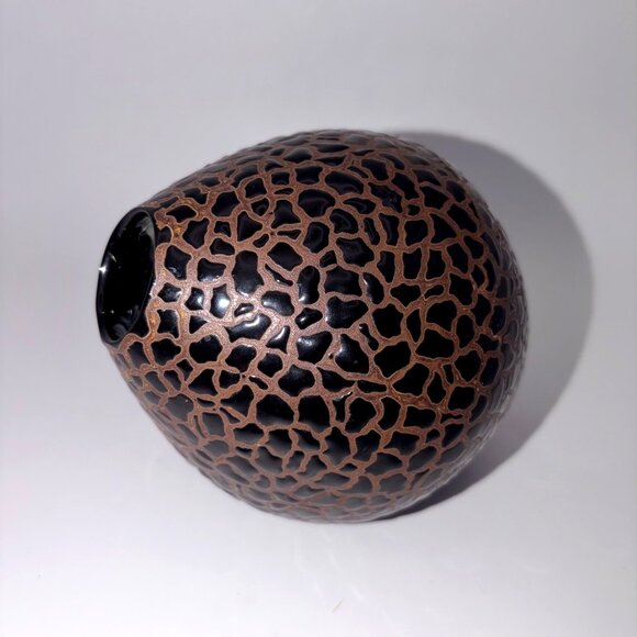 Keramik Ceramic Brown & Bronze Textured Reptile Inspired Ceramic Vase Artisan - Picture 4 of 10